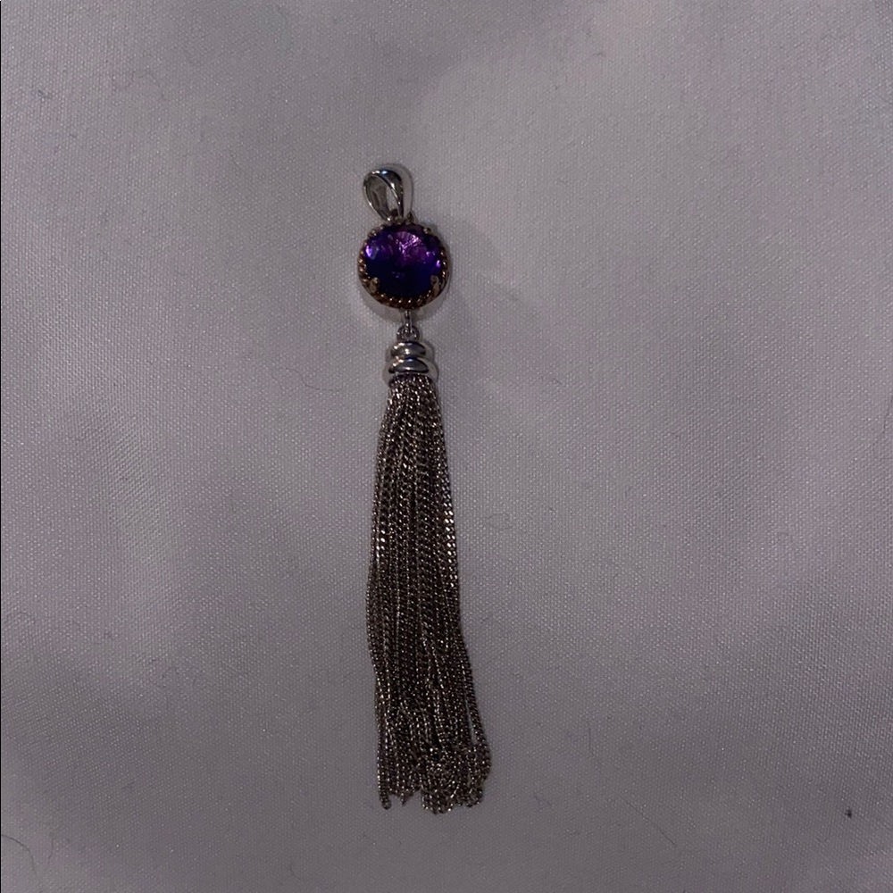Elegant Purple Amethyst and Silver Tassel Pendant